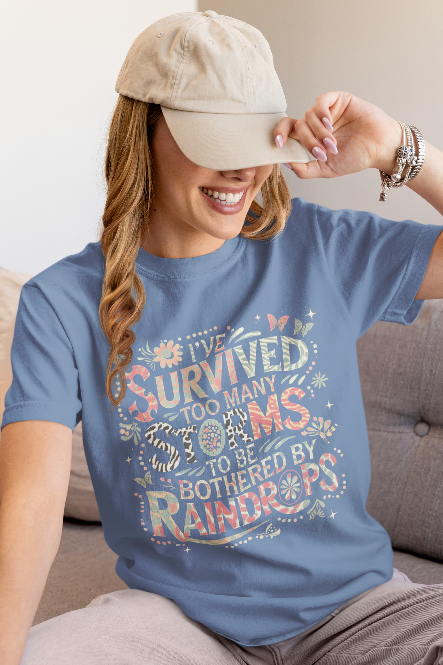 “I’ve Survived Too Many Storms” Colorful Christian Tee