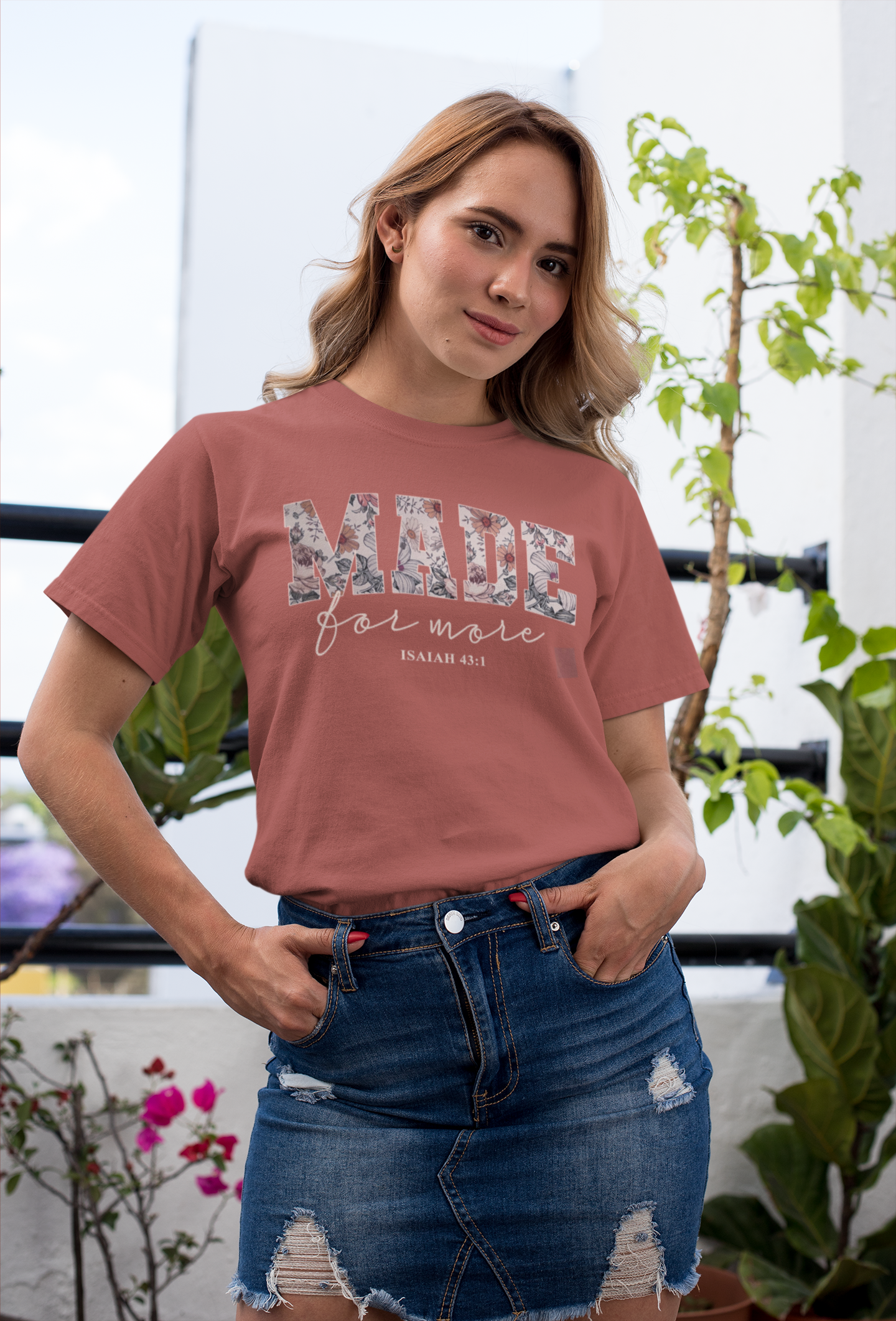 "Made for More" Floral Graphic Tee – Isaiah 43:1