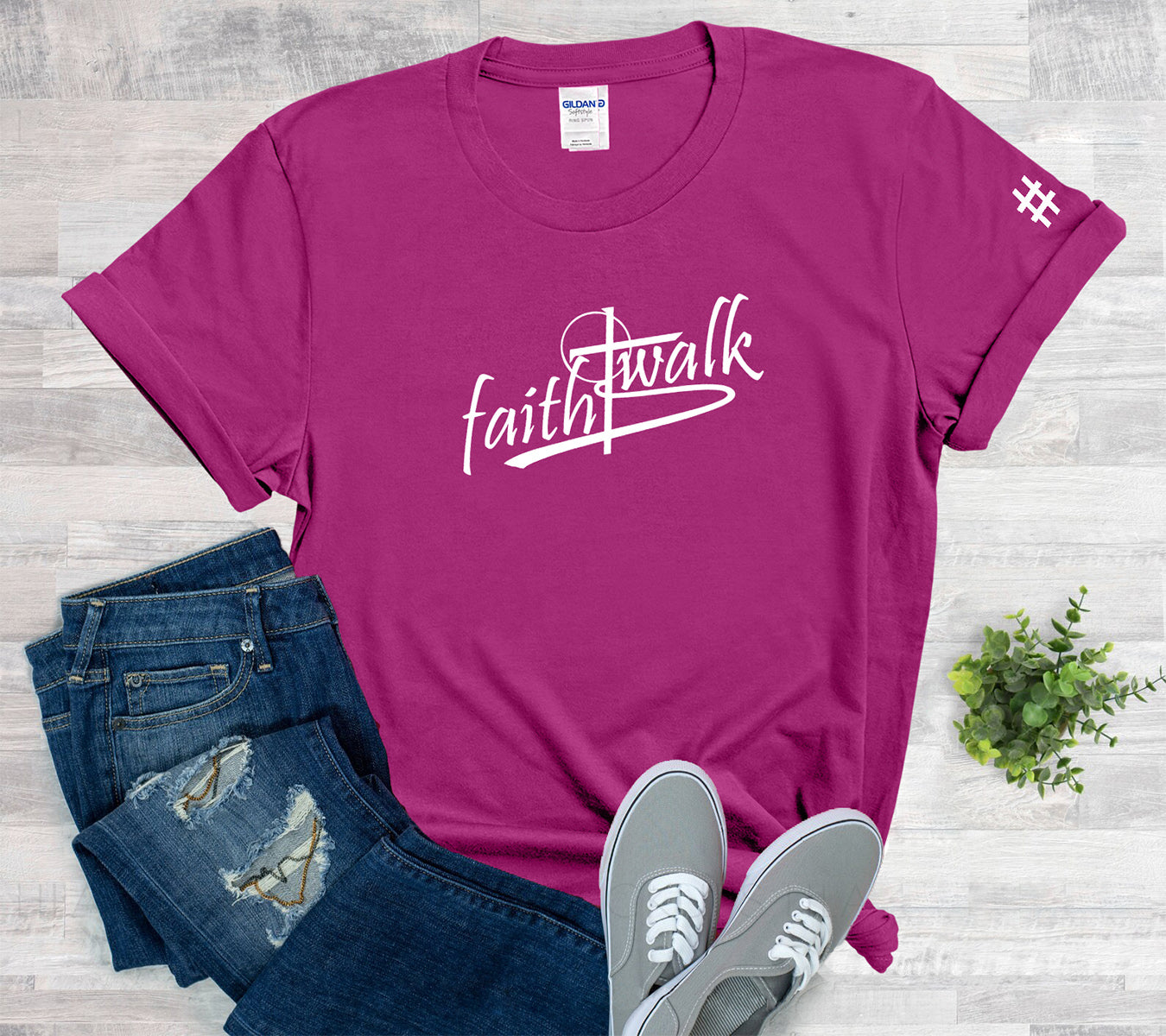 FaithWalk shirt with walk# on sleeve