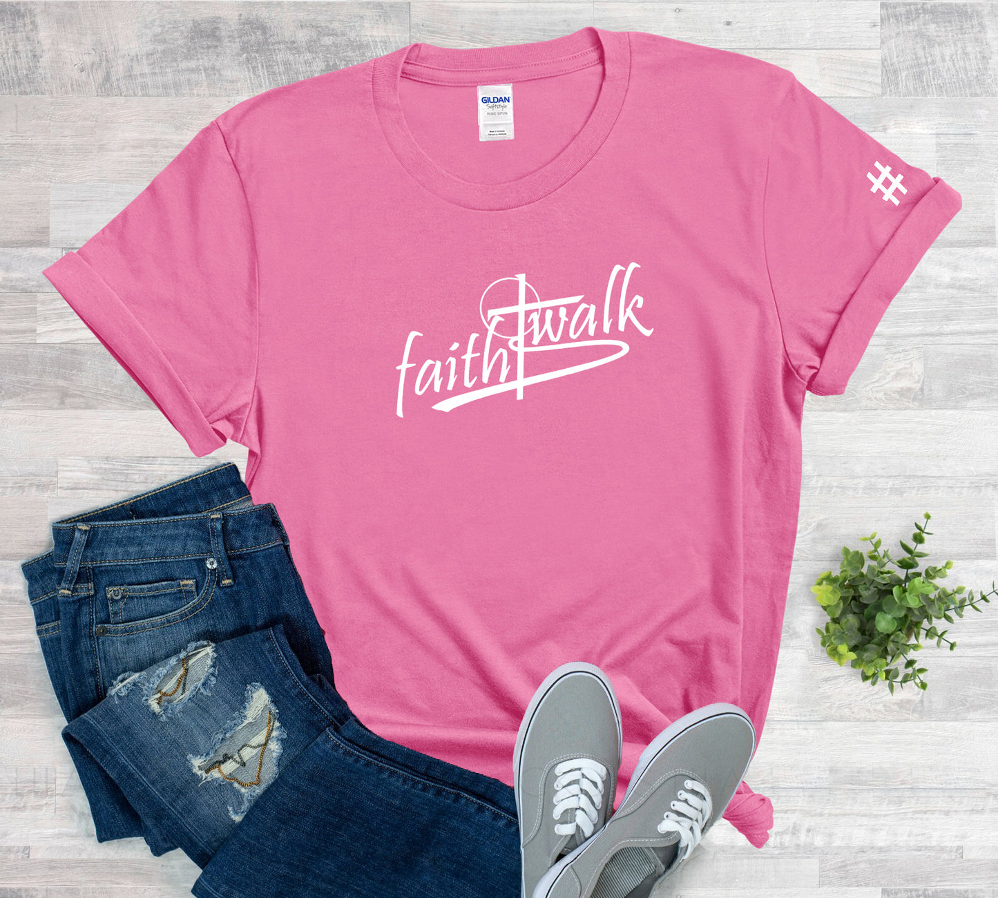 FaithWalk shirt with walk# on sleeve