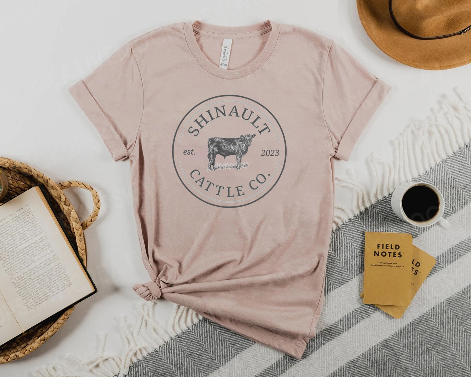 Heather Pink Gravel Shinault Cattle Co. tshirt