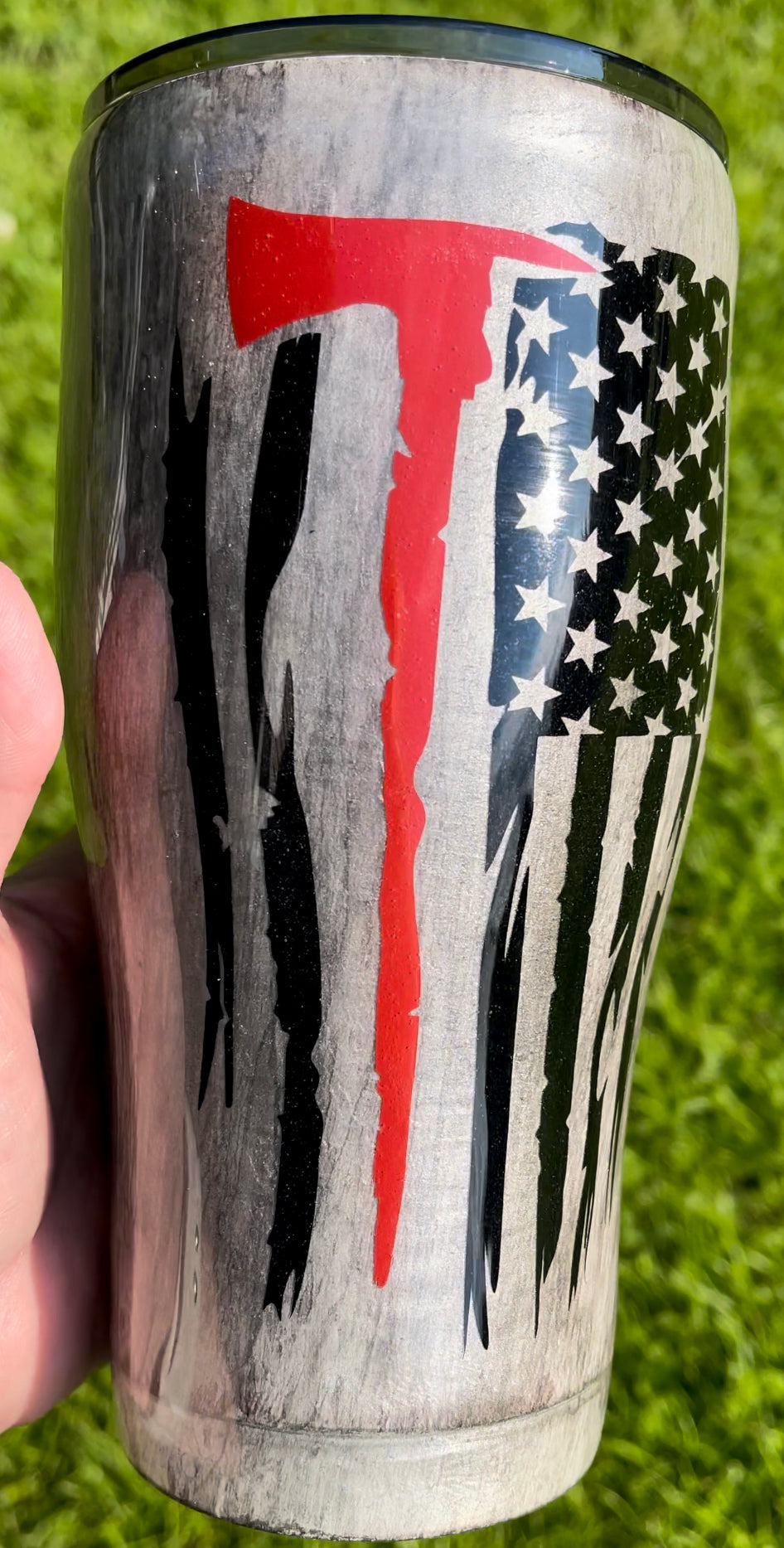 Woodgrain American Flag stainless steel tumbler