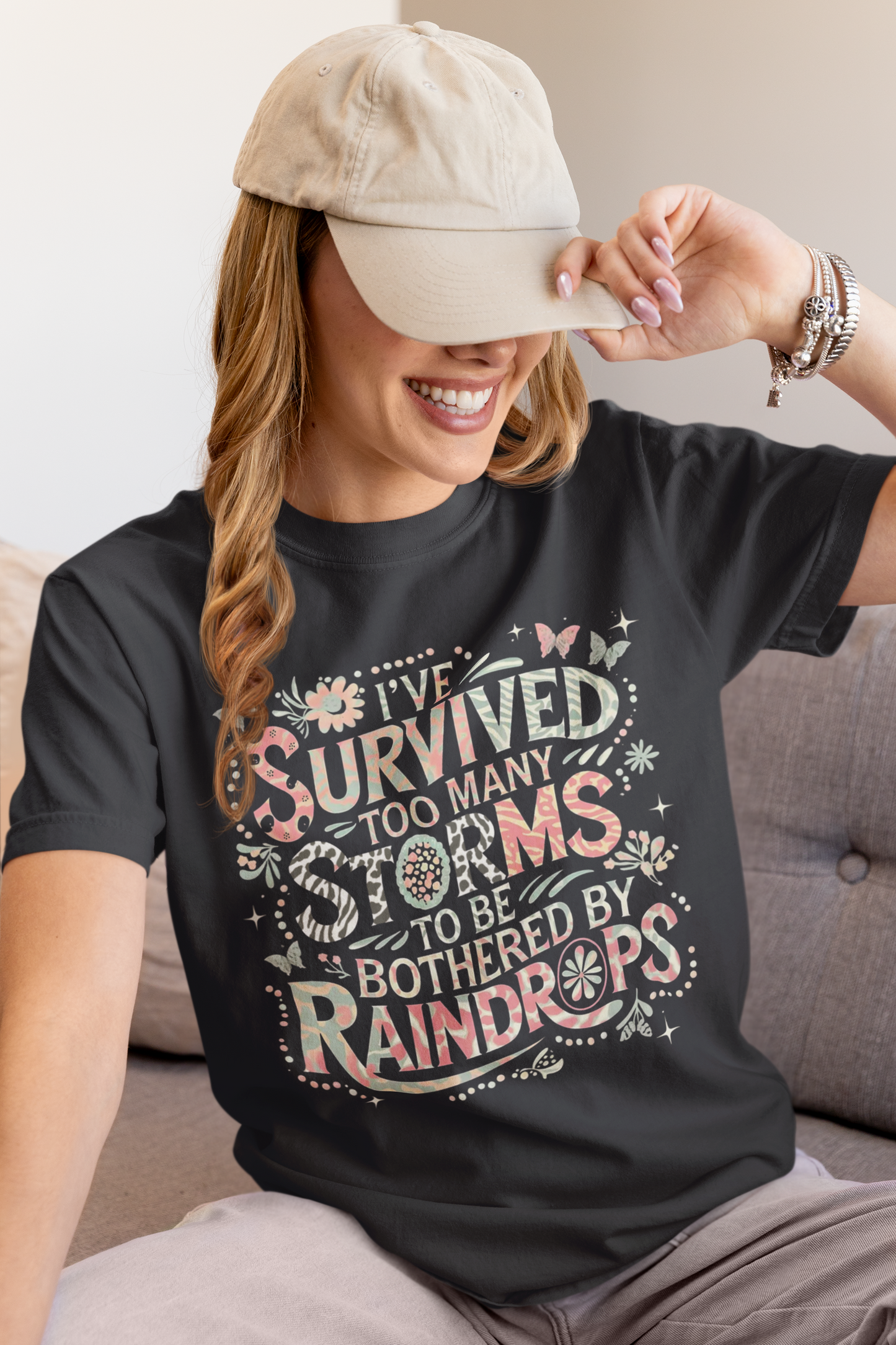 “I’ve Survived Too Many Storms” Colorful Christian Tee