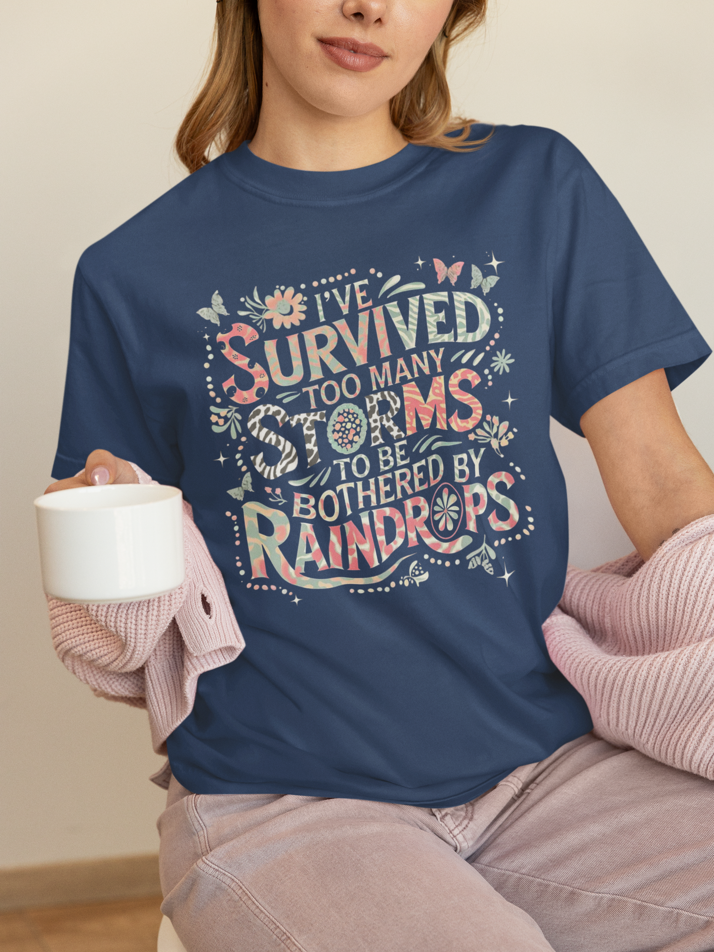 “I’ve Survived Too Many Storms” Colorful Christian Tee