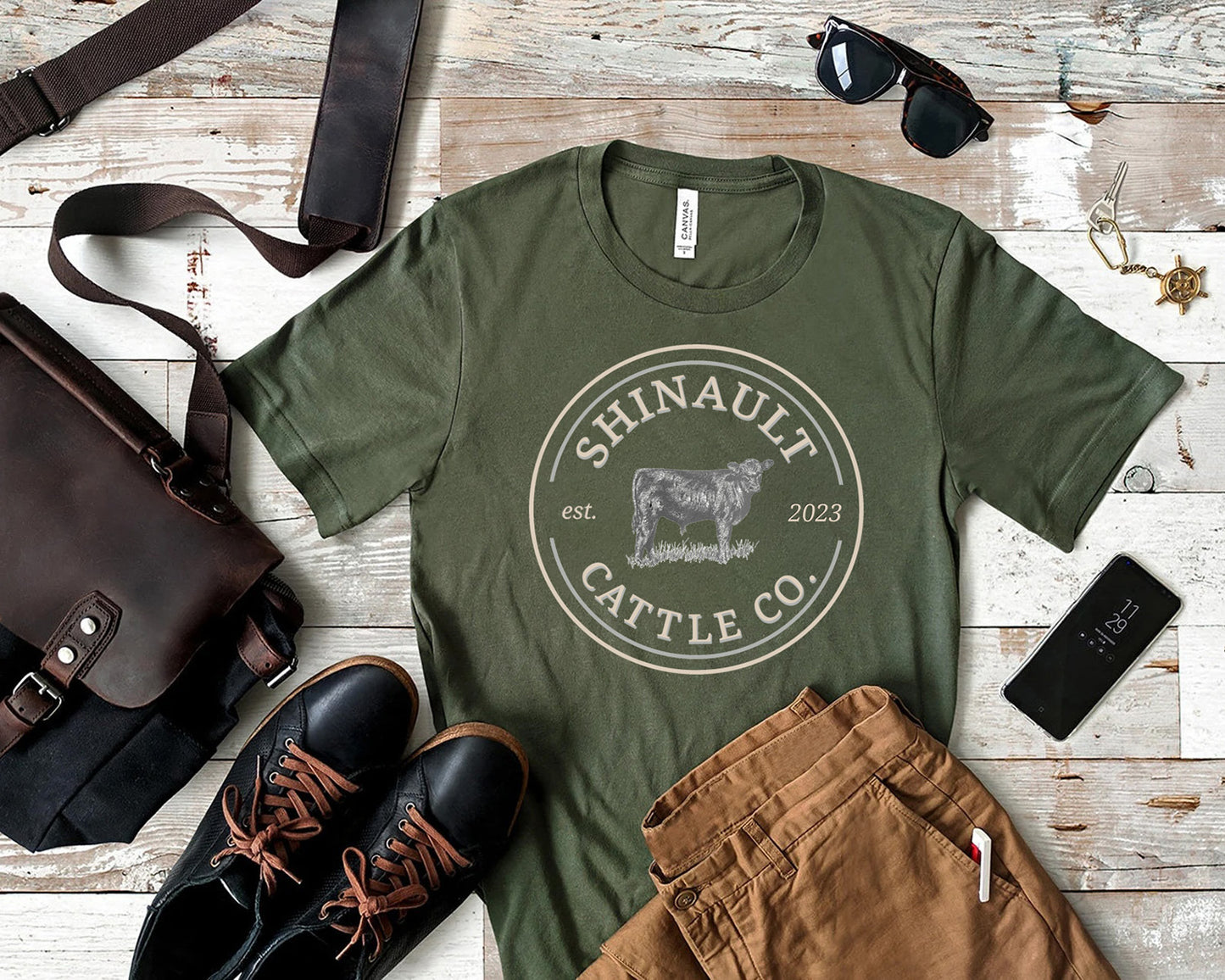 Military Green Shinault Cattle Co. tshirt